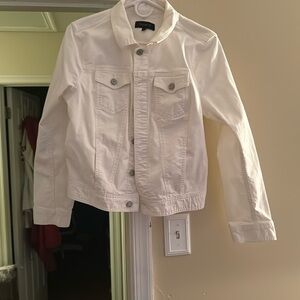 Talbots women’s  large white jean jacket.